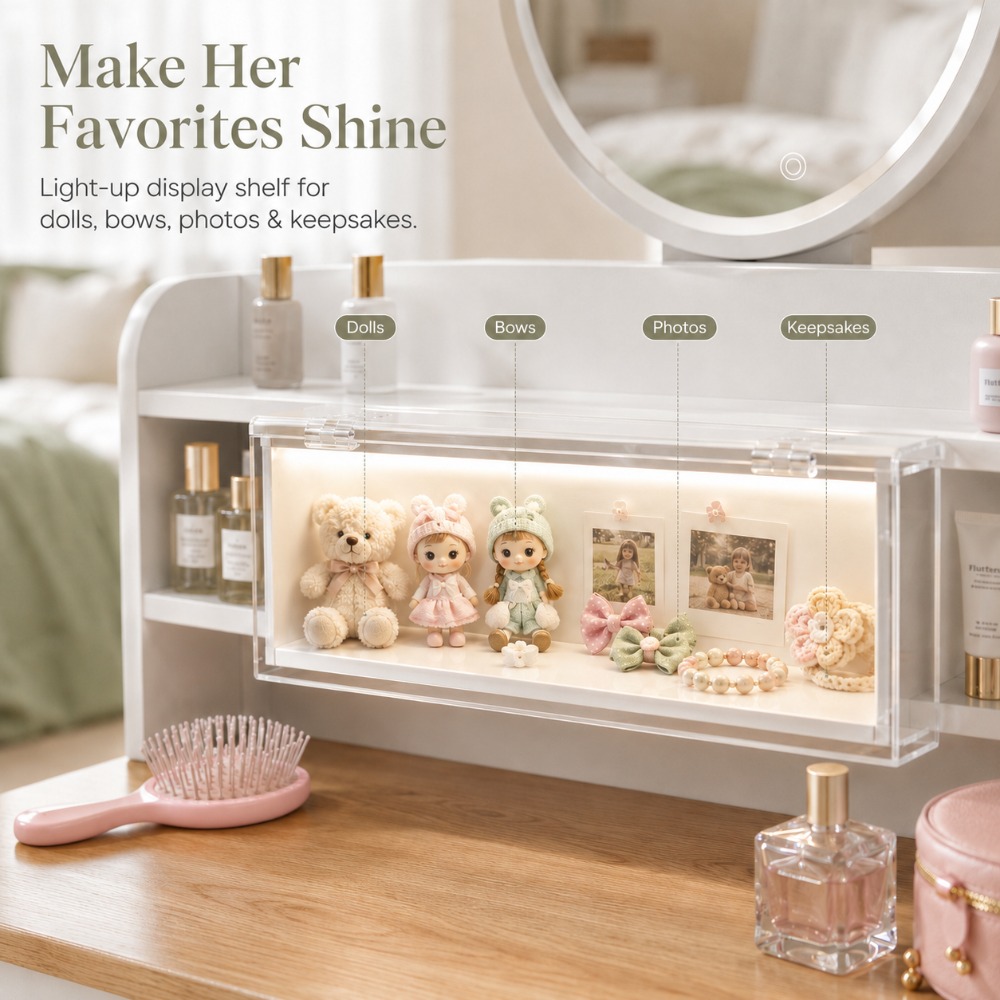 Perfect Gift for Her, Round Wo - Beauty Makeup Vanity Set ulasan dan harga