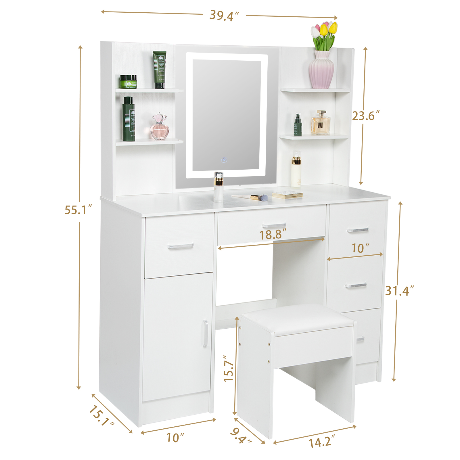 LED Lighted Vanity Table Set,  - Beauty Makeup Vanity Set ulasan dan harga